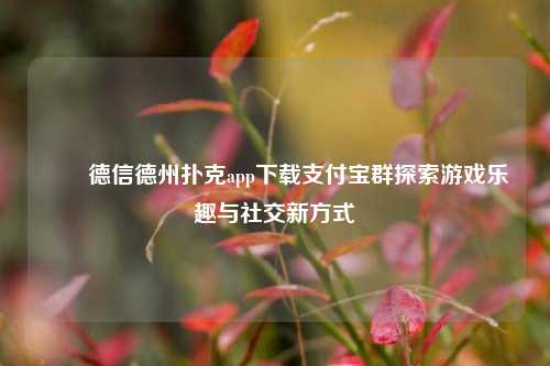 ✌️德信德州扑克app下载支付宝群探索游戏乐趣与社交新方式