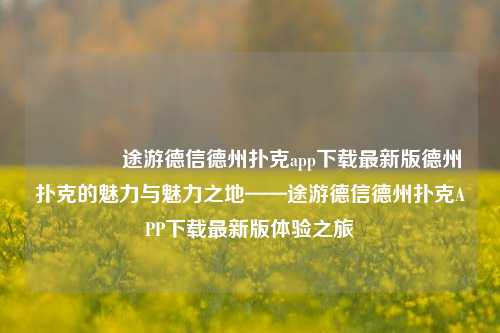 🥈途游德信德州扑克app下载最新版德州扑克的魅力与魅力之地——途游德信德州扑克APP下载最新版体验之旅