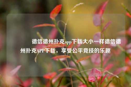 🥈德信德州扑克app下载大小一样德信德州扑克APP下载，享受公平竞技的乐趣