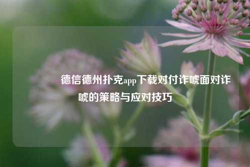🏅德信德州扑克app下载对付诈唬面对诈唬的策略与应对技巧