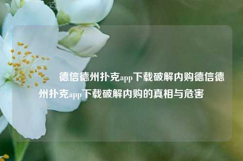 🥇德信德州扑克app下载破解内购德信德州扑克app下载破解内购的真相与危害
