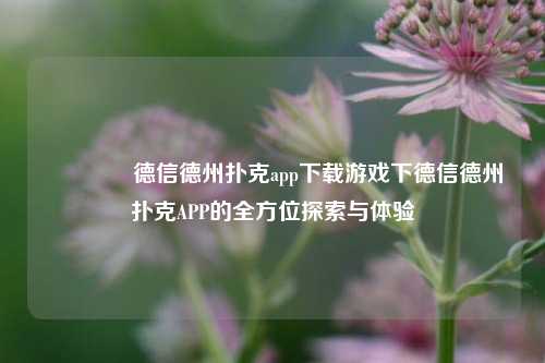 🏅德信德州扑克app下载游戏下德信德州扑克APP的全方位探索与体验