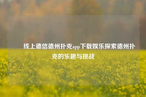 ✌️线上德信德州扑克app下载娱乐探索德州扑克的乐趣与挑战