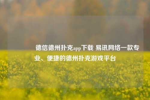 👍德信德州扑克app下载 易讯网络一款专业、便捷的德州扑克游戏平台