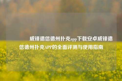 👈威锋德信德州扑克app下载安卓威锋德信德州扑克APP的全面评测与使用指南