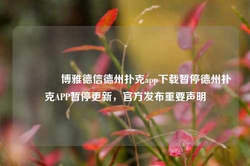 🌈博雅德信德州扑克app下载暂停德州扑克APP暂停更新，官方发布重要声明