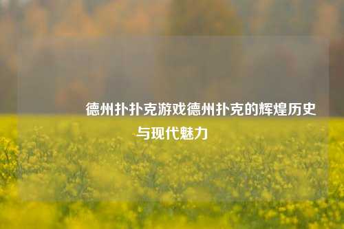 🏅德州扑扑克游戏德州扑克的辉煌历史与现代魅力