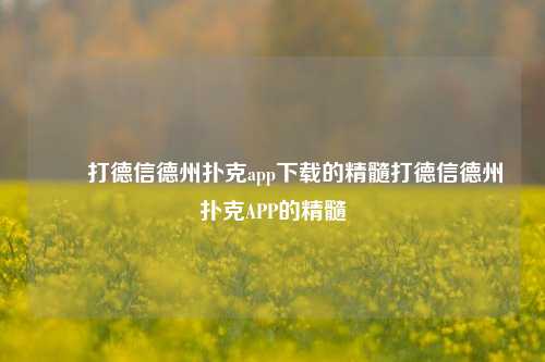 ✌️打德信德州扑克app下载的精髓打德信德州扑克APP的精髓