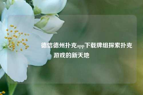 🎖️德信德州扑克app下载牌组探索扑克游戏的新天地