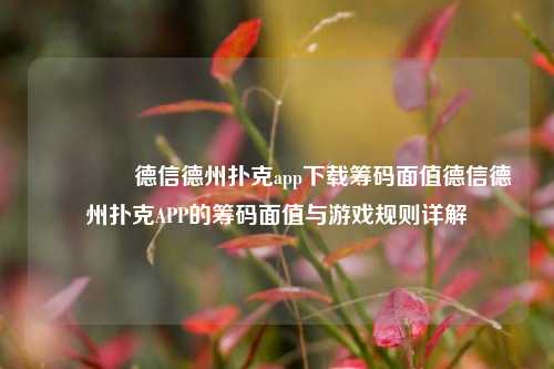 🏅德信德州扑克app下载筹码面值德信德州扑克APP的筹码面值与游戏规则详解