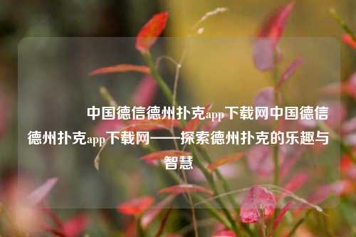 🥇中国德信德州扑克app下载网中国德信德州扑克app下载网——探索德州扑克的乐趣与智慧