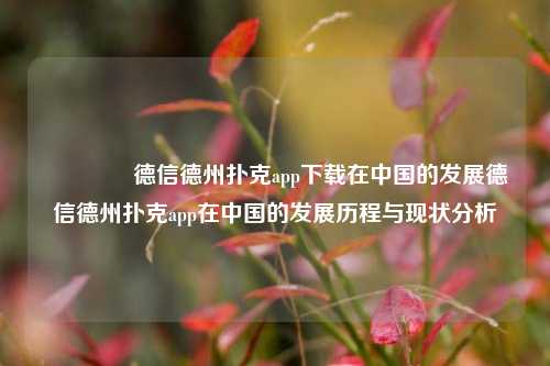 👉德信德州扑克app下载在中国的发展德信德州扑克app在中国的发展历程与现状分析