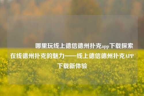 🥇哪里玩线上德信德州扑克app下载探索在线德州扑克的魅力——线上德信德州扑克APP下载新体验