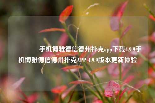 🌈手机博雅德信德州扑克app下载4.9.9手机博雅德信德州扑克APP 4.9.9版本更新体验