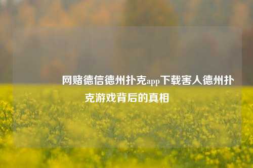 🥈网赌德信德州扑克app下载害人德州扑克游戏背后的真相