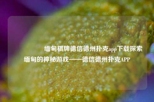 🎖️缅甸棋牌德信德州扑克app下载探索缅甸的神秘游戏——德信德州扑克APP