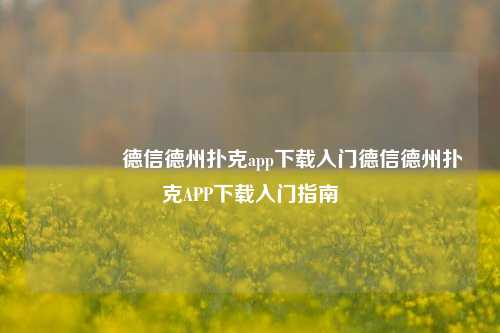 🌈德信德州扑克app下载入门德信德州扑克APP下载入门指南