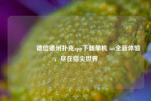 🌈德信德州扑克app下载单机 ios全新体验，尽在指尖世界
