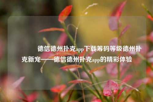🥇德信德州扑克app下载筹码等级德州扑克新宠——德信德州扑克app的精彩体验