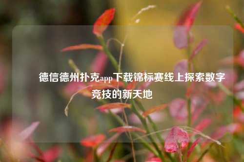 ✌️德信德州扑克app下载锦标赛线上探索数字竞技的新天地