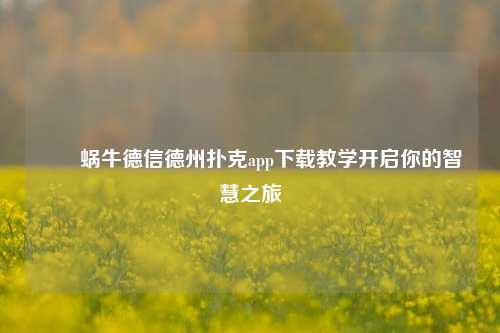✌️蜗牛德信德州扑克app下载教学开启你的智慧之旅