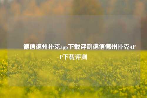 ✌️德信德州扑克app下载评测德信德州扑克APP下载评测