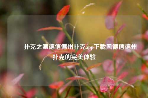✌️扑克之眼德信德州扑克app下载风德信德州扑克的完美体验