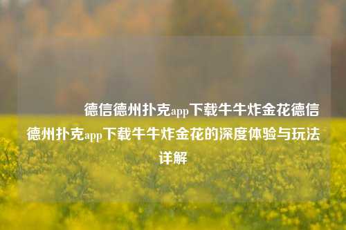 🥉德信德州扑克app下载牛牛炸金花德信德州扑克app下载牛牛炸金花的深度体验与玩法详解