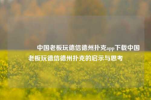 🏆中国老板玩德信德州扑克app下载中国老板玩德信德州扑克的启示与思考