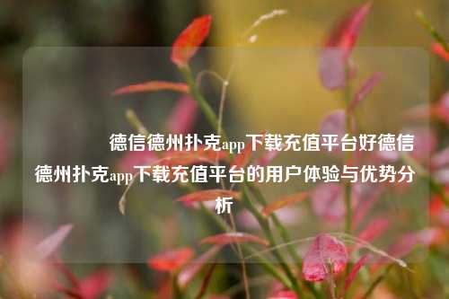 🏅德信德州扑克app下载充值平台好德信德州扑克app下载充值平台的用户体验与优势分析