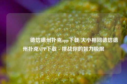 🥇德信德州扑克app下载 大小相同德信德州扑克APP下载 - 挑战你的智力极限