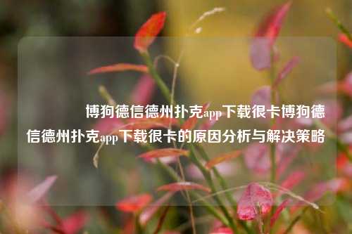 🥇博狗德信德州扑克app下载很卡博狗德信德州扑克app下载很卡的原因分析与解决策略
