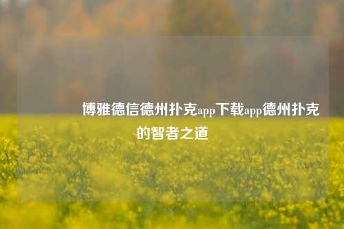 👉博雅德信德州扑克app下载app德州扑克的智者之道