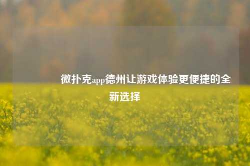 🏆微扑克app德州让游戏体验更便捷的全新选择