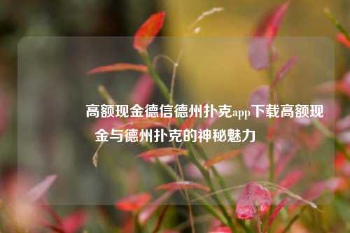 👉高额现金德信德州扑克app下载高额现金与德州扑克的神秘魅力