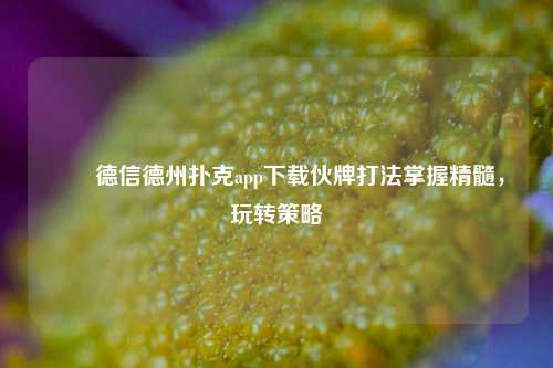 ✌️德信德州扑克app下载伙牌打法掌握精髓，玩转策略