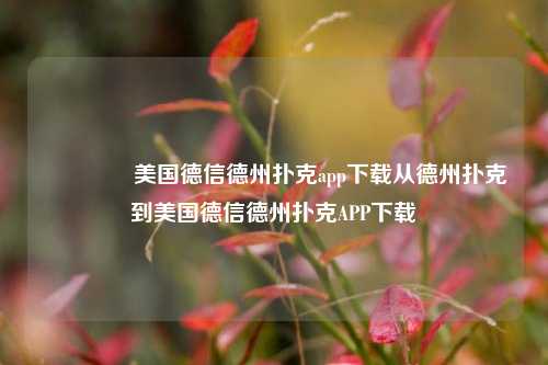 🏅美国德信德州扑克app下载从德州扑克到美国德信德州扑克APP下载