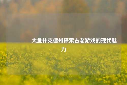 🏅大鱼扑克德州探索古老游戏的现代魅力