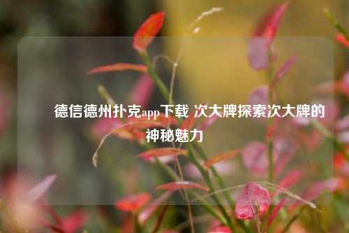 ✌️德信德州扑克app下载 次大牌探索次大牌的神秘魅力