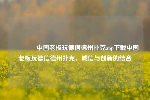 🏅中国老板玩德信德州扑克app下载中国老板玩德信德州扑克，诚信与创新的结合