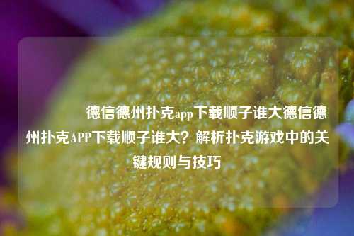 🥈德信德州扑克app下载顺子谁大德信德州扑克APP下载顺子谁大？解析扑克游戏中的关键规则与技巧
