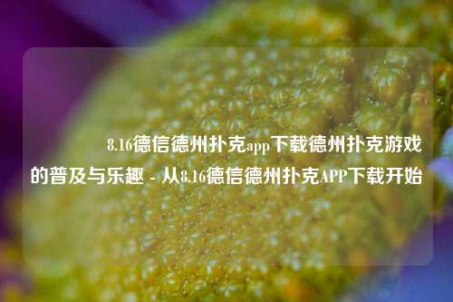 👍8.16德信德州扑克app下载德州扑克游戏的普及与乐趣 - 从8.16德信德州扑克APP下载开始