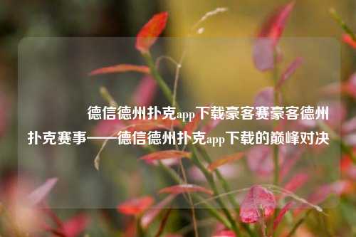 🥈德信德州扑克app下载豪客赛豪客德州扑克赛事——德信德州扑克app下载的巅峰对决