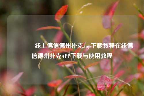 🏅线上德信德州扑克app下载教程在线德信德州扑克APP下载与使用教程