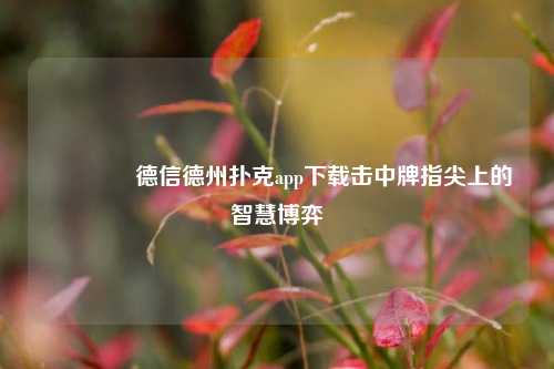 🥉德信德州扑克app下载击中牌指尖上的智慧博弈