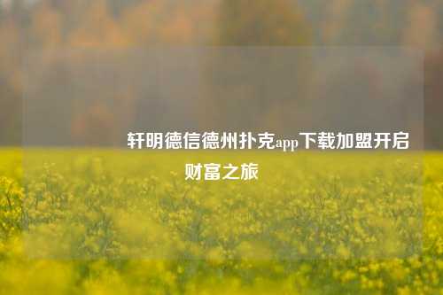 🎖️轩明德信德州扑克app下载加盟开启财富之旅