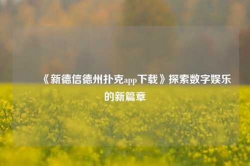 ✌️《新德信德州扑克app下载》探索数字娱乐的新篇章