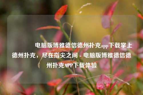 🏆电脑版博雅德信德州扑克app下载掌上德州扑克，尽在指尖之间 - 电脑版博雅德信德州扑克APP下载体验