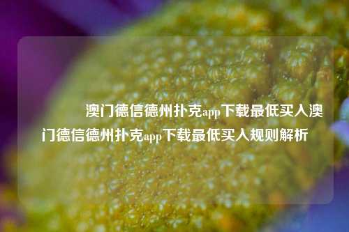 🥇澳门德信德州扑克app下载最低买入澳门德信德州扑克app下载最低买入规则解析