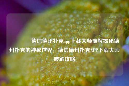 🏅德信德州扑克app下载大师破解揭秘德州扑克的神秘世界，德信德州扑克APP下载大师破解攻略